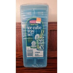 2 Vintage Rubbermaid Ice Cube Trays Aqua Twist Retro Kitchen 1986 new Sealed